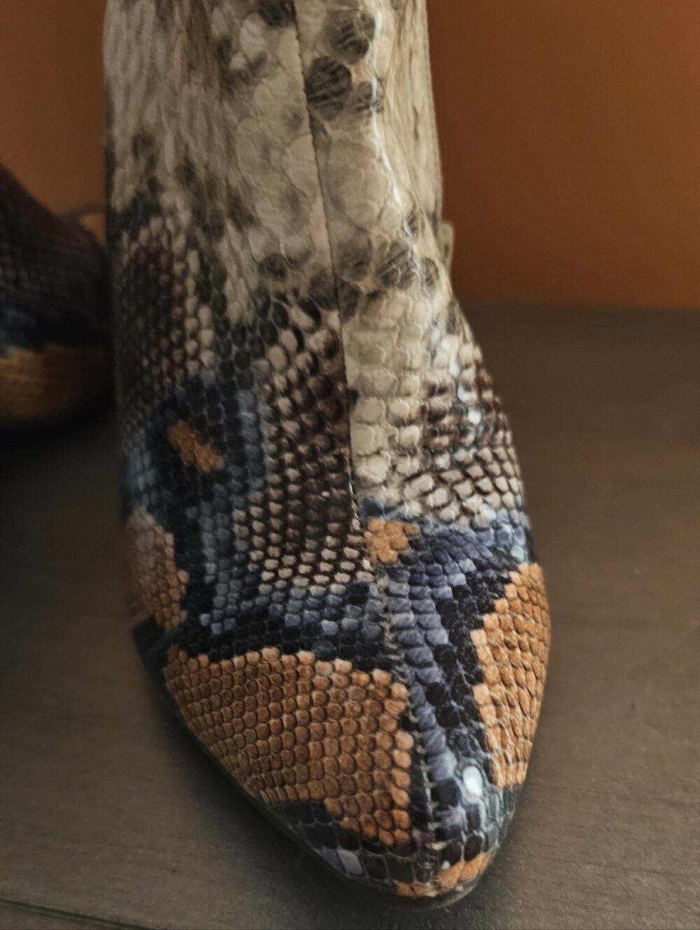 Women’s Snake-Print Block Heel Ankle Boots - Picture 6 of 8